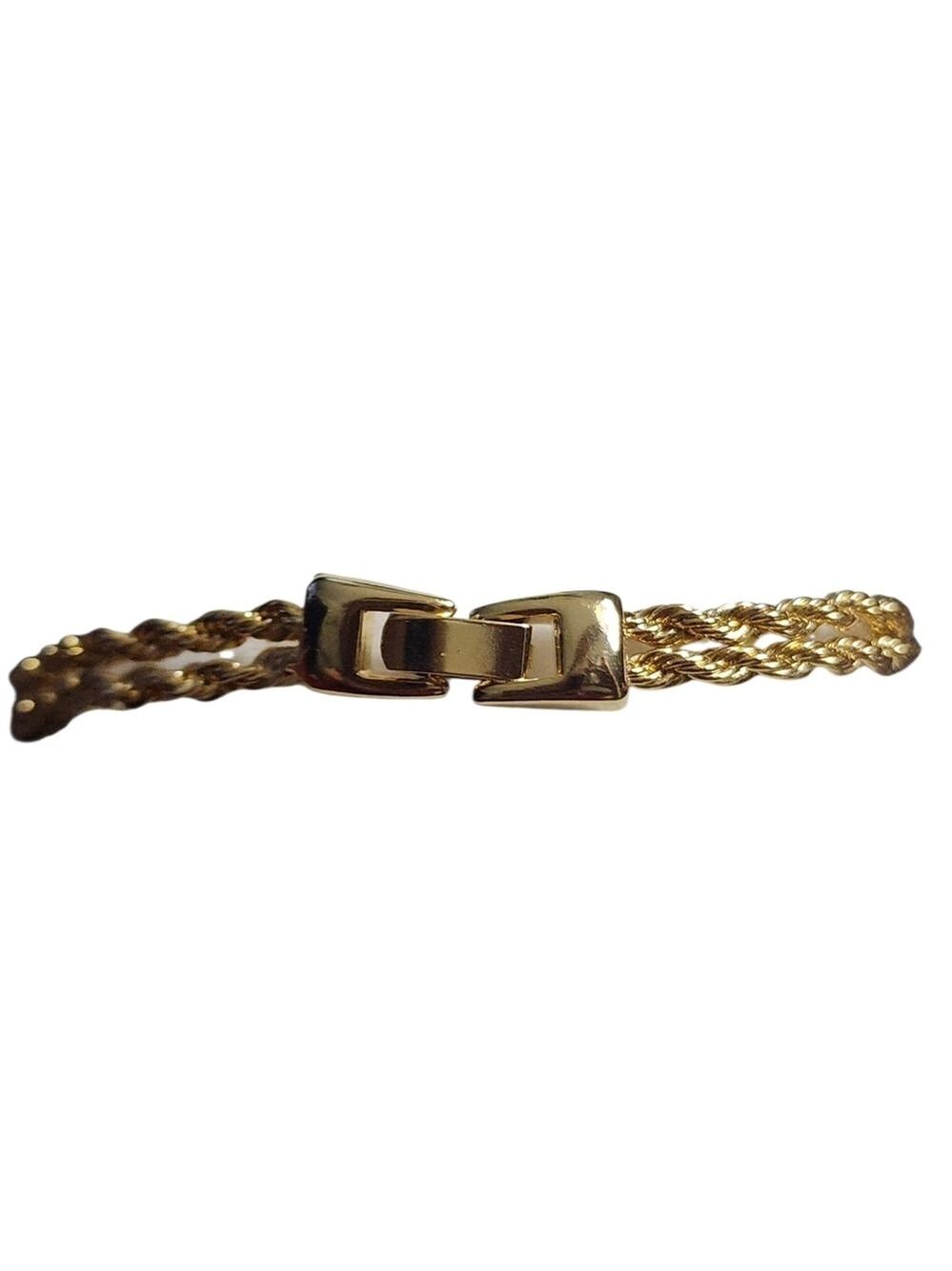 Goldtone Twisted Rope Rhinestone Bracelet - Picture 3 of 8